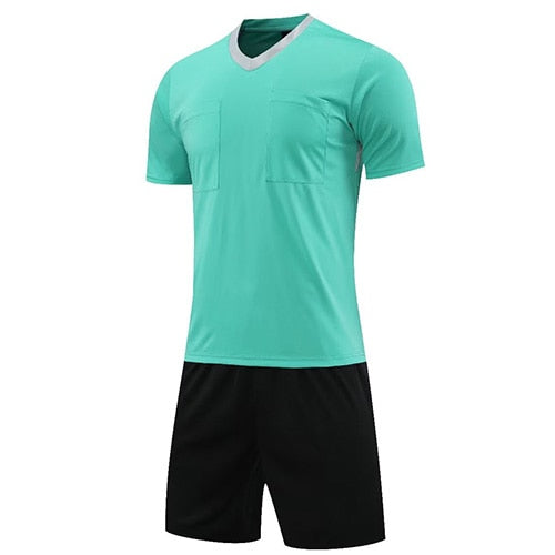 Referee Soccer Jersey Professional V-neck with Match Judge Pockets Shirt And Shorts Authentic Shape