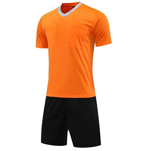 Referee Soccer Jersey Professional V-neck with Match Judge Pockets Shirt And Shorts Authentic Shape