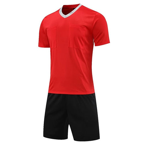 Referee Soccer Jersey Professional V-neck with Match Judge Pockets Shirt And Shorts Authentic Shape