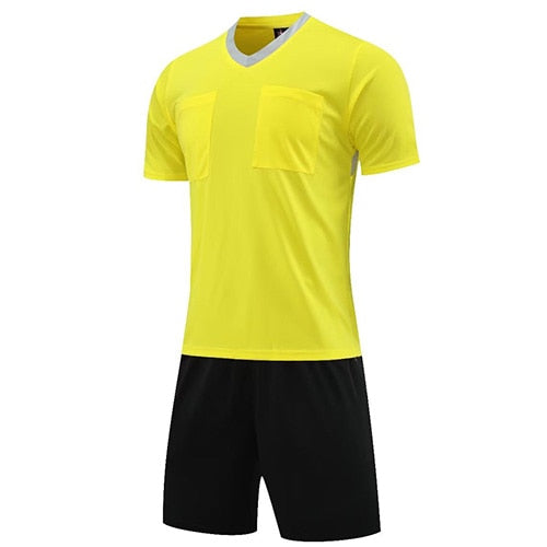 Referee Soccer Jersey Professional V-neck with Match Judge Pockets Shirt And Shorts Authentic Shape