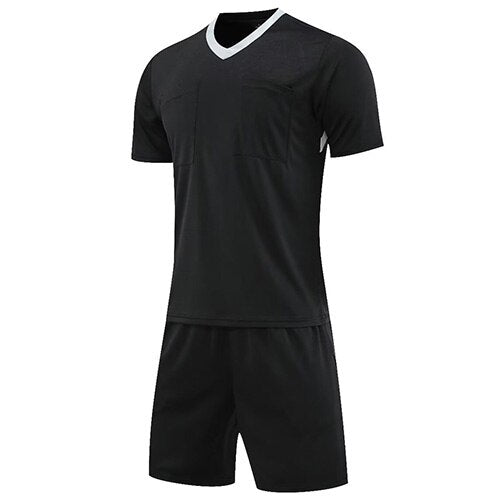 Referee Soccer Jersey Professional V-neck with Match Judge Pockets Shirt And Shorts Authentic Shape