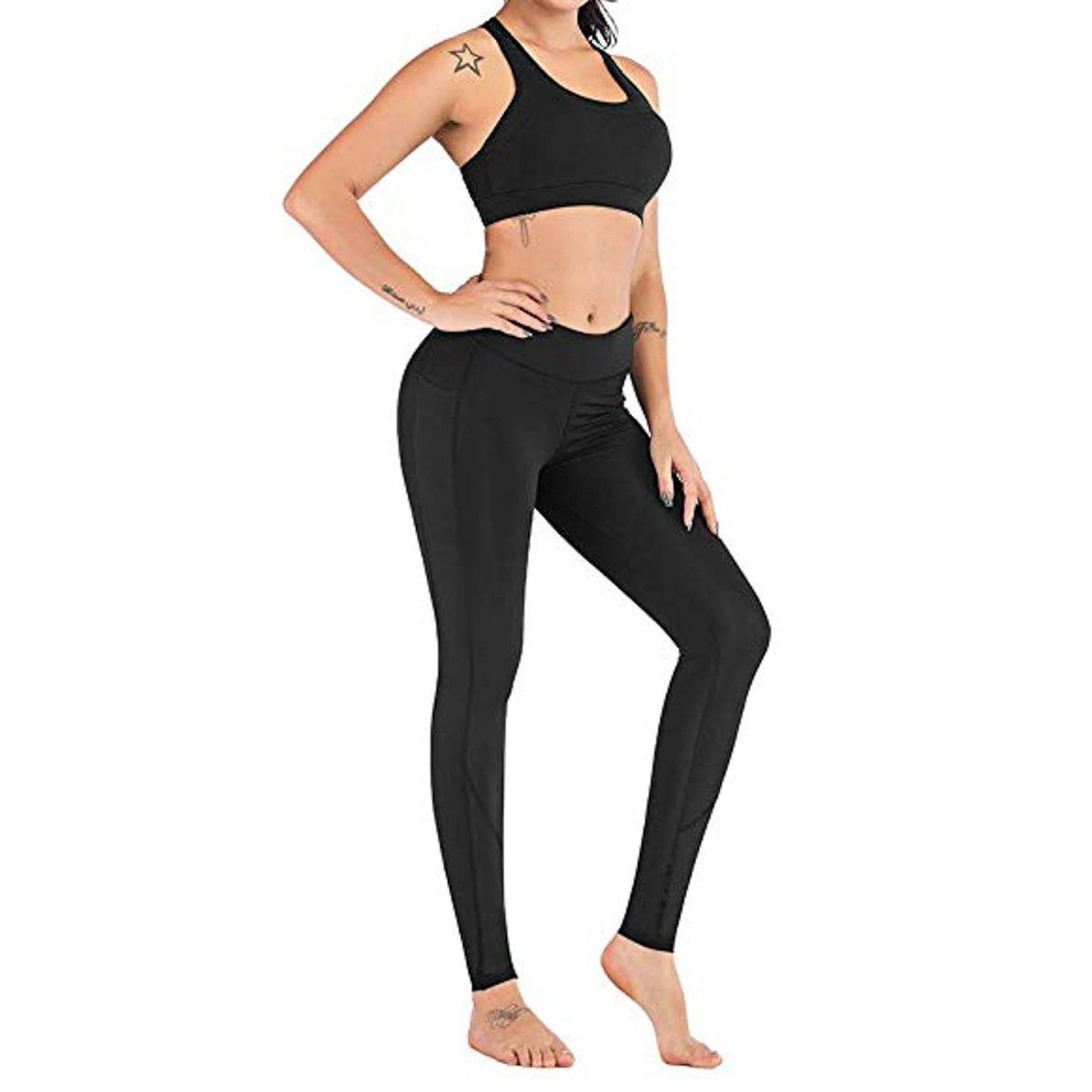 TD La Belle Fantastique High Waist Yoga Pants Flare Leg Sports Leggings Plus Size Breathable Nylon/Spandex Button for Workouts Authentic Shape