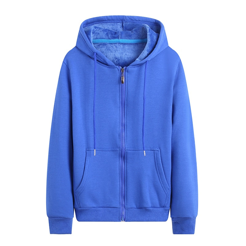 YOTEE Zipper Hoodies Sweatshirts Autumn Winter Casual Warm Sweatshirts Authentic Shape