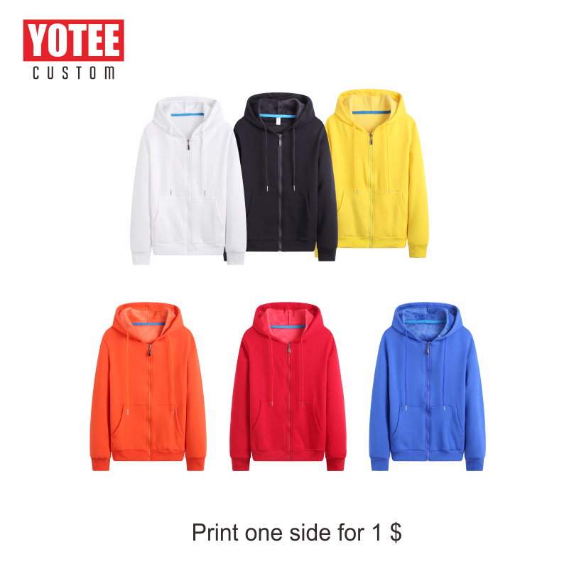 YOTEE Zipper Hoodies Sweatshirts Autumn Winter Casual Warm Sweatshirts Authentic Shape