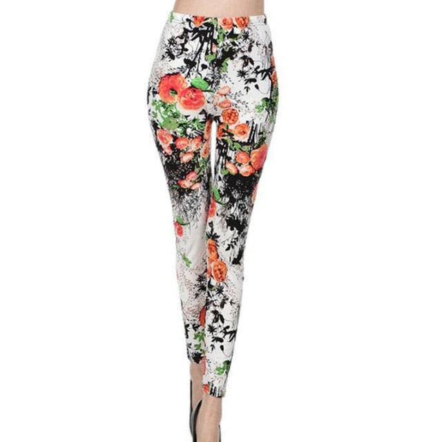 Graffiti women Leggings Floral Patterned Print Authentic Shape