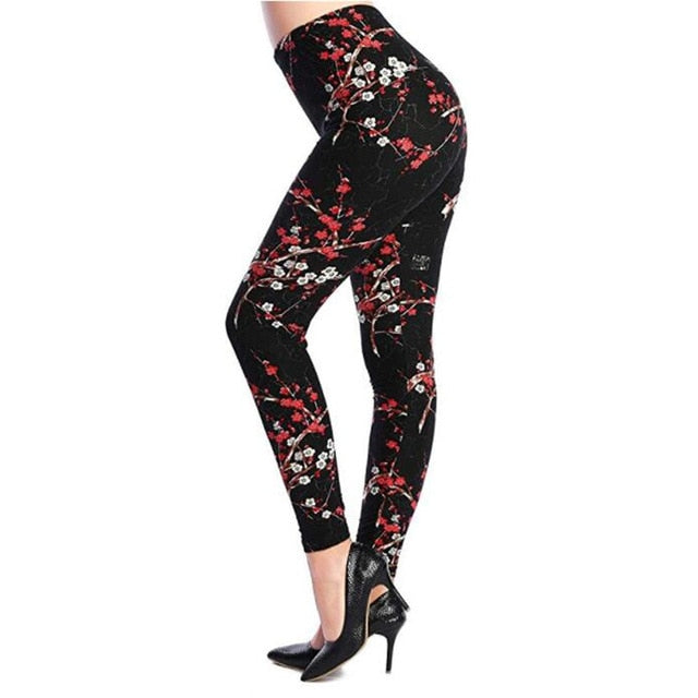 Graffiti women Leggings Floral Patterned Print Authentic Shape