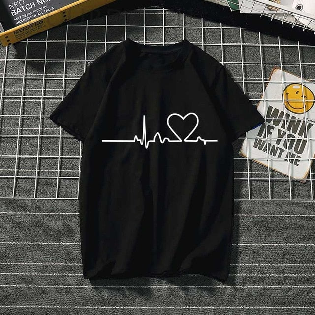 Women's love t shirt heart graphic summer femme clothes Authentic Shape