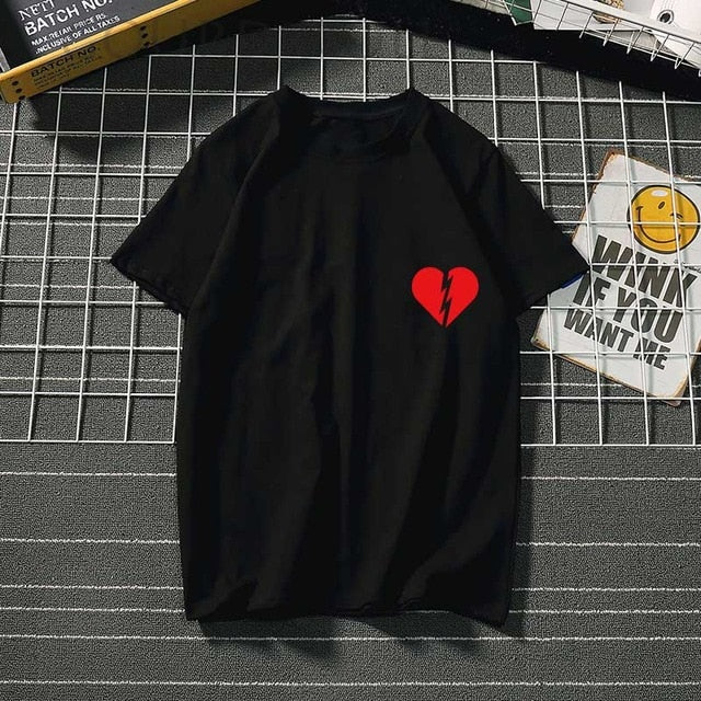 Women's love t shirt heart graphic summer femme clothes Authentic Shape