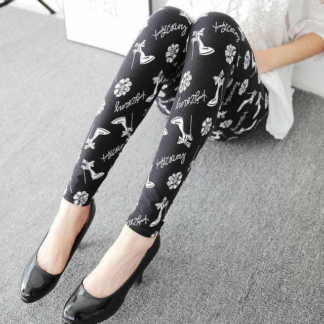 Graffiti women Leggings Floral Patterned Print Authentic Shape