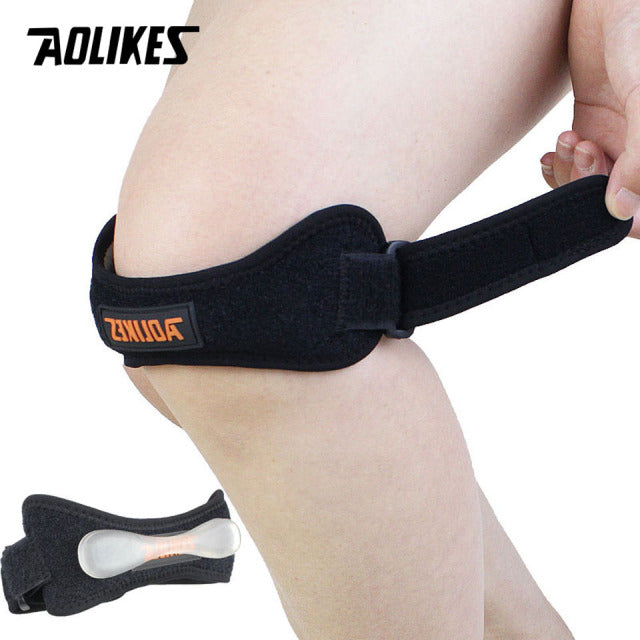 AOLIKES 1PCS Adjustable Knee Pad Knee Pain Relief Patella Stabilizer Brace Support for Hiking Soccer Basketball Running  Sport Authentic Shape