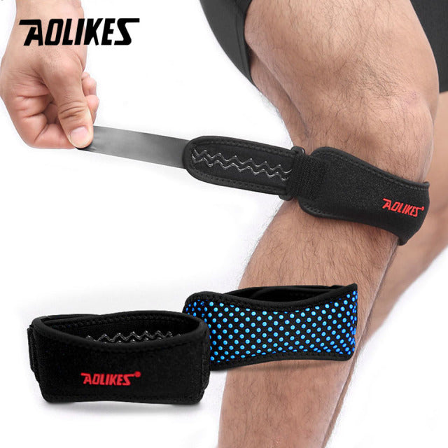 AOLIKES 1PCS Adjustable Knee Pad Knee Pain Relief Patella Stabilizer Brace Support for Hiking Soccer Basketball Running  Sport Authentic Shape