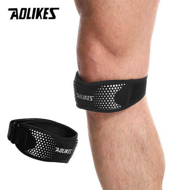 AOLIKES 1PCS Adjustable Knee Pad Knee Pain Relief Patella Stabilizer Brace Support for Hiking Soccer Basketball Running  Sport Authentic Shape