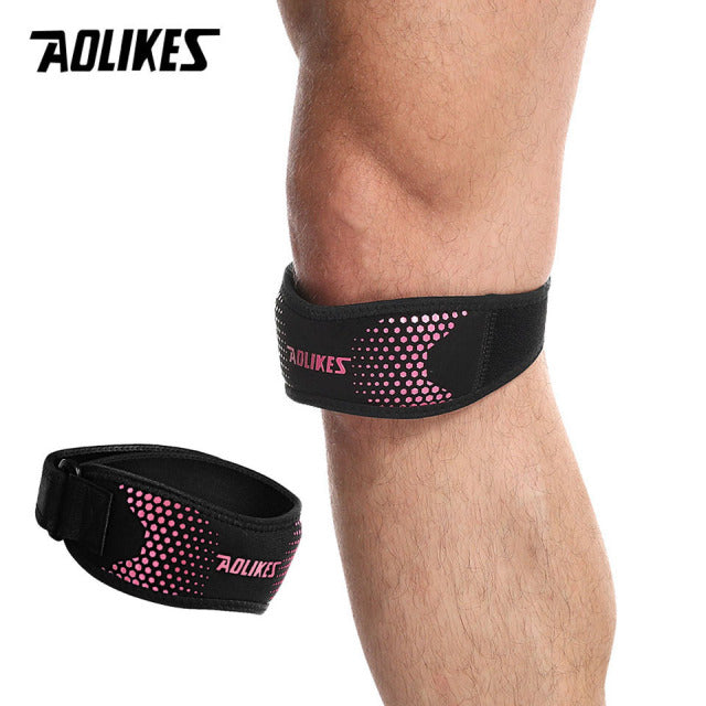 AOLIKES 1PCS Adjustable Knee Pad Knee Pain Relief Patella Stabilizer Brace Support for Hiking Soccer Basketball Running  Sport Authentic Shape