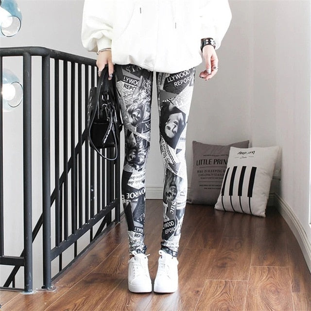 Graffiti women Leggings Floral Patterned Print Authentic Shape