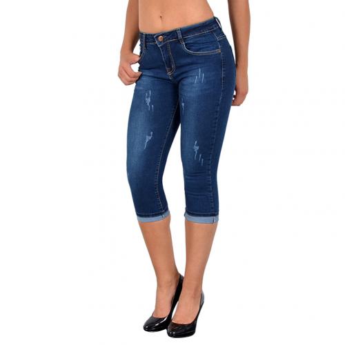 Women Fashion High Waist Denim Capri Pants Authentic Shape