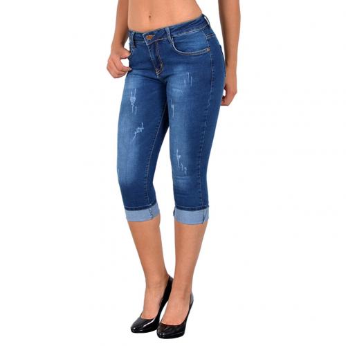 Women Fashion High Waist Denim Capri Pants Authentic Shape