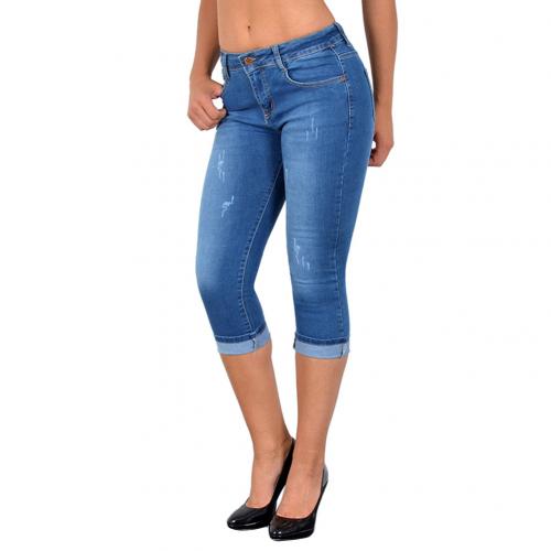 Women Fashion High Waist Denim Capri Pants Authentic Shape