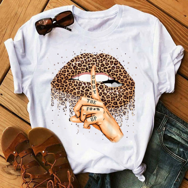 Lips Watercolor Graphic T Shirt Lip Women O-neck summer Authentic Shape