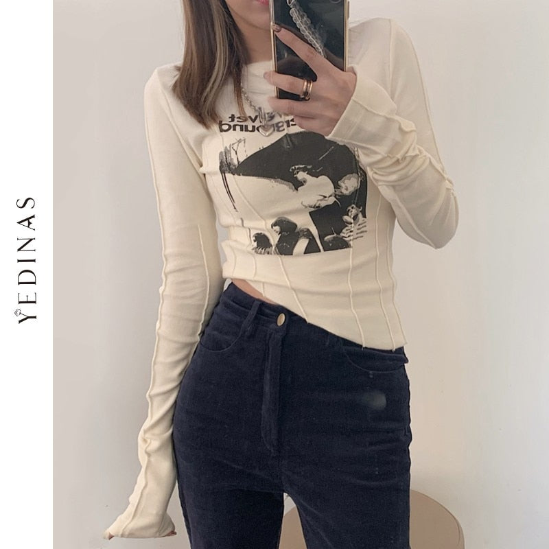 Casual Slim T-shirt For Women O Neck Crop Top Fashion Authentic Shape