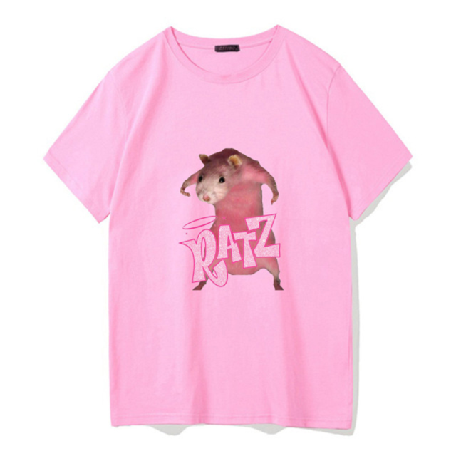 Short sleeve Loose pink tees shirt Streetwear women clothing Authentic Shape