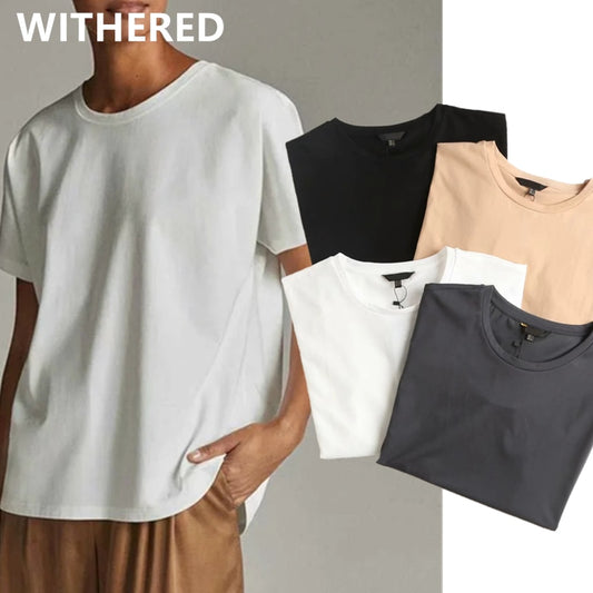 Withered Summer T shirt Women England Style Simple Solid O-Neck Cotton Match Basic Harajuku Tshirt Camisetas Verano Mujer 2021 Authentic Shape