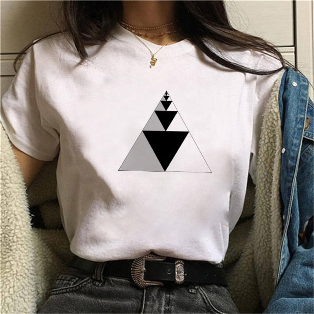 Beautiful Geometry Printed T Shirt Women Authentic Shape