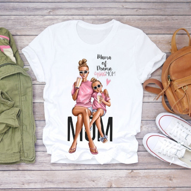 Super Mom Life Summer Print Lady T-shirts Authentic Shape