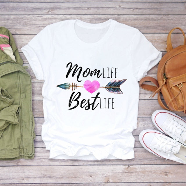 Super Mom Life Summer Print Lady T-shirts Authentic Shape