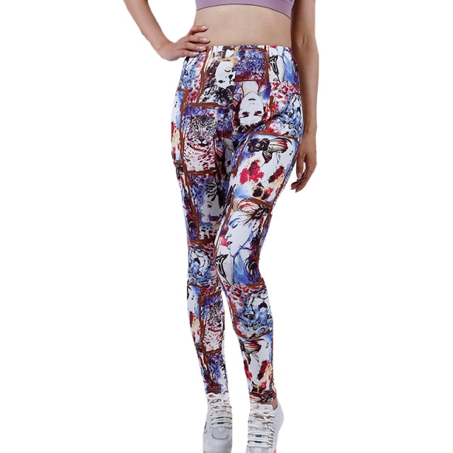 Graffiti women Leggings Floral Patterned Print Authentic Shape