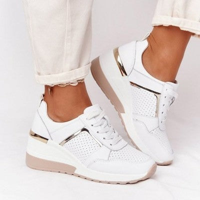 2021 Women Sneakers Solid Zipper Vulcanized Shoes Authentic Shape