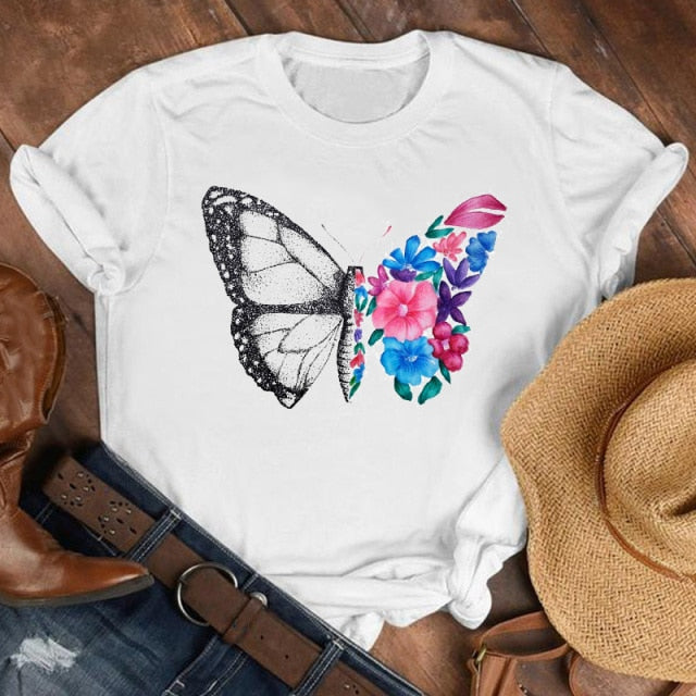 Women Butterfly Floral Elegant Autumn Shirt top Authentic Shape