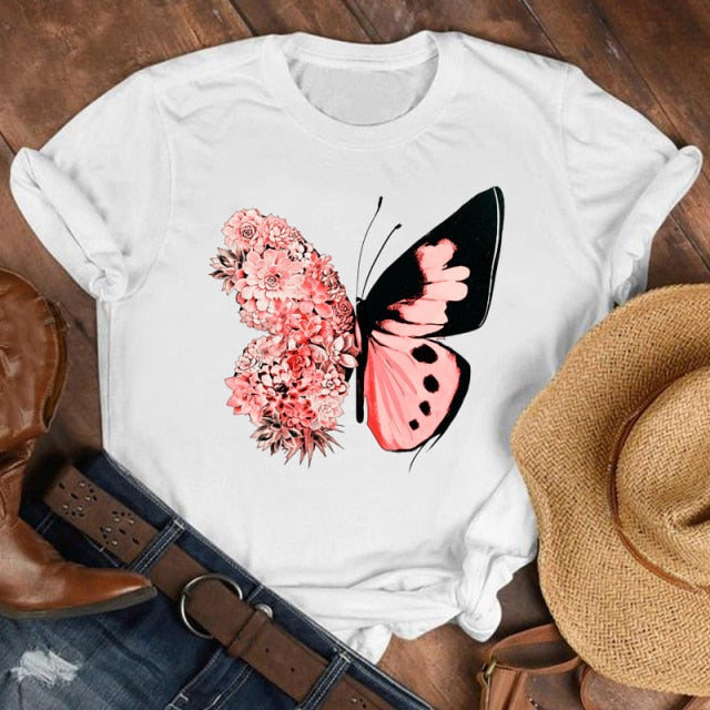 Women Butterfly Floral Elegant Autumn Shirt top Authentic Shape