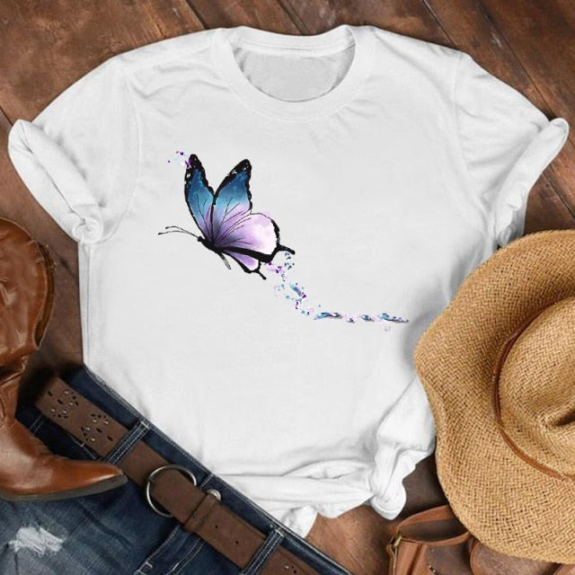 Women Butterfly Floral Elegant Autumn Shirt top Authentic Shape