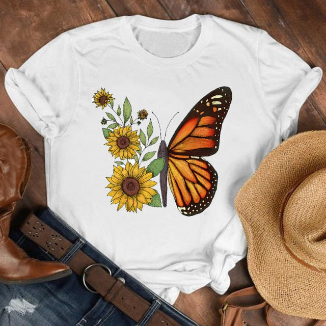 Women Butterfly Floral Elegant Autumn Shirt top Authentic Shape