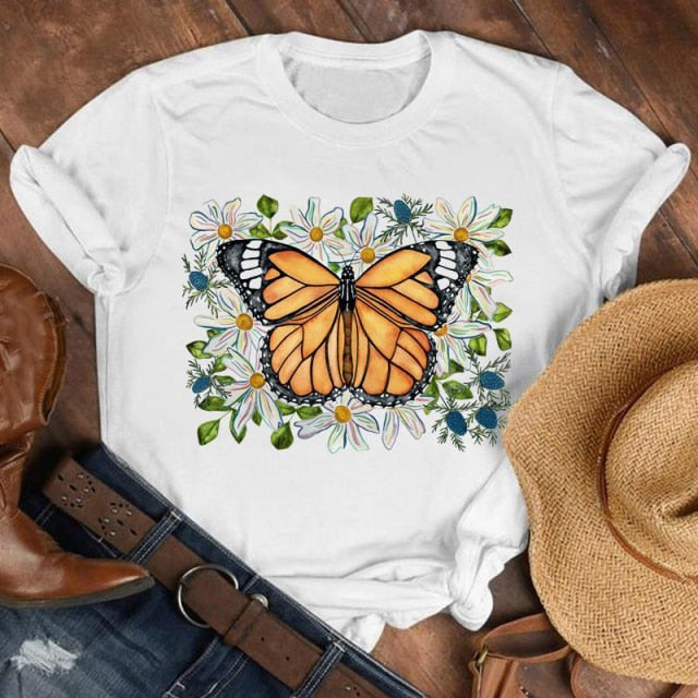 Women Butterfly Floral Elegant Autumn Shirt top Authentic Shape