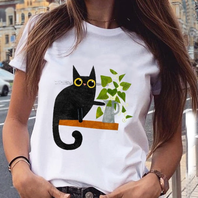 Women Graphic Fashion Short Sleeve Spring Summer Tops Authentic Shape