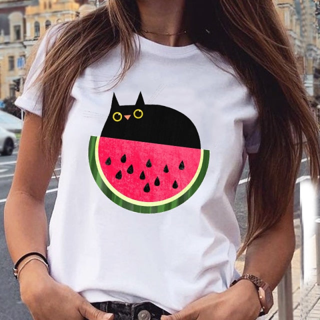 Women Graphic Fashion Short Sleeve Spring Summer Tops Authentic Shape