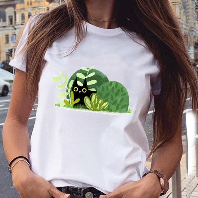 Women Graphic Fashion Short Sleeve Spring Summer Tops Authentic Shape