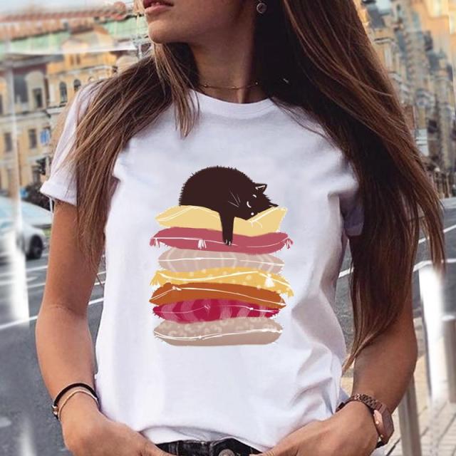 Women Graphic Fashion Short Sleeve Spring Summer Tops Authentic Shape