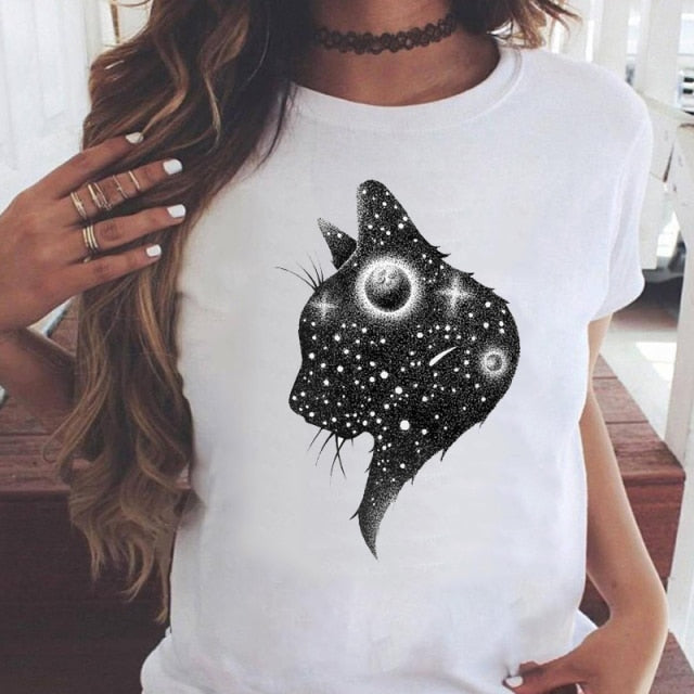 Women Graphic Printing Fashion Short Sleeve Cartoon Summer Clothes Tees T-Shirt Authentic Shape