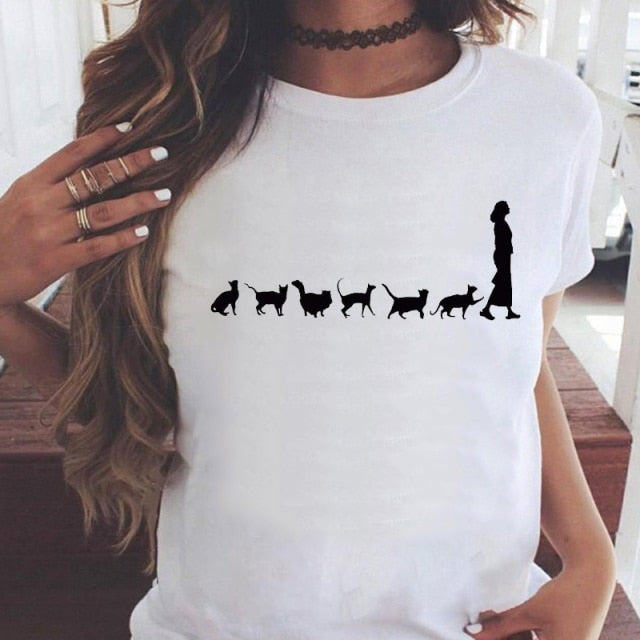 Women Graphic Printing Fashion Short Sleeve Cartoon Summer Clothes Tees T-Shirt Authentic Shape