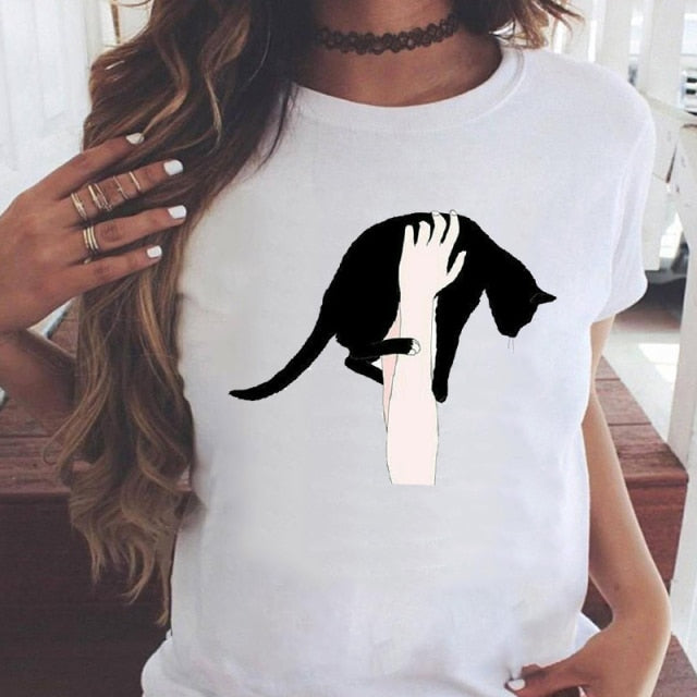 Women Graphic Printing Fashion Short Sleeve Cartoon Summer Clothes Tees T-Shirt Authentic Shape