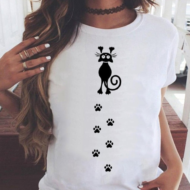 Women Graphic Printing Fashion Short Sleeve Cartoon Summer Clothes Tees T-Shirt Authentic Shape