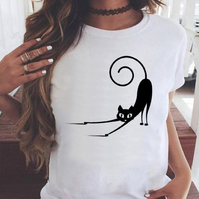 Women Graphic Printing Fashion Short Sleeve Cartoon Summer Clothes Tees T-Shirt Authentic Shape