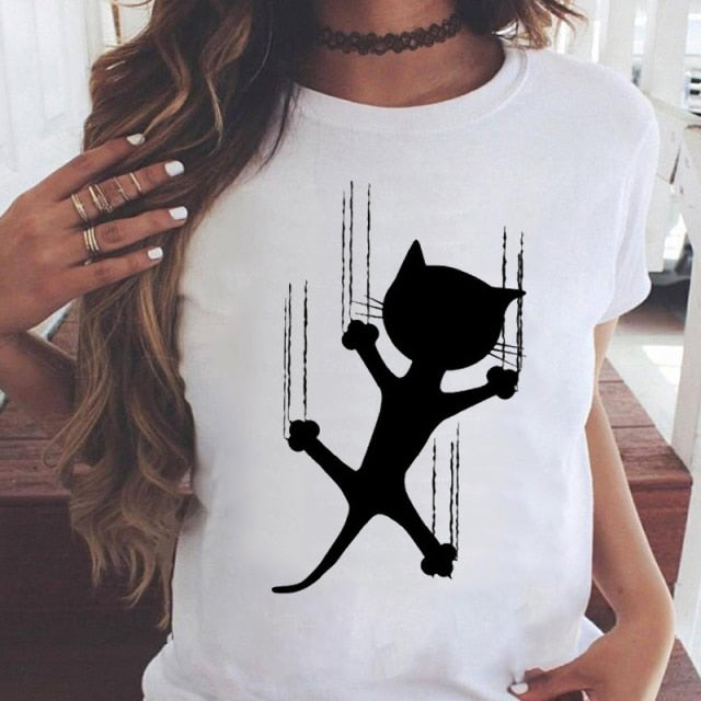 Women Graphic Printing Fashion Short Sleeve Cartoon Summer Clothes Tees T-Shirt Authentic Shape