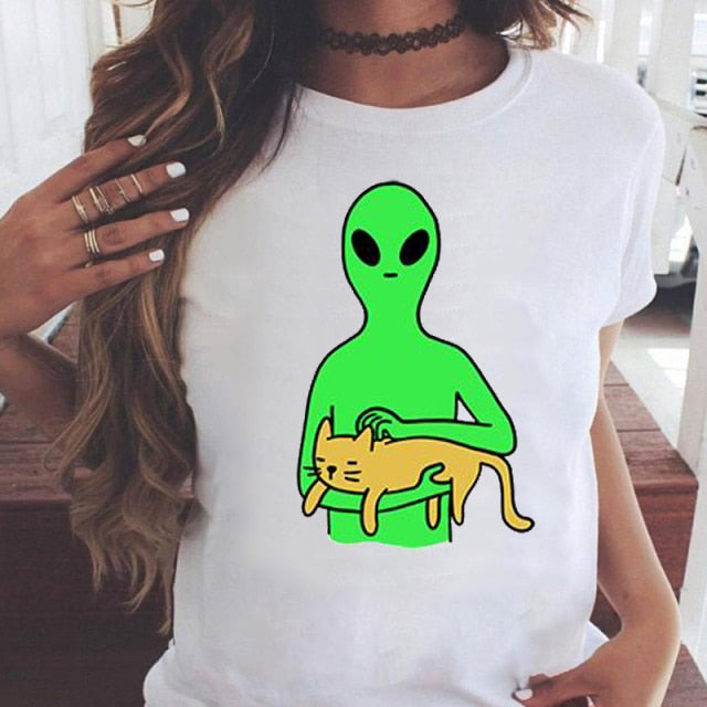 Women Graphic Printing Fashion Short Sleeve Cartoon Summer Clothes Tees T-Shirt Authentic Shape