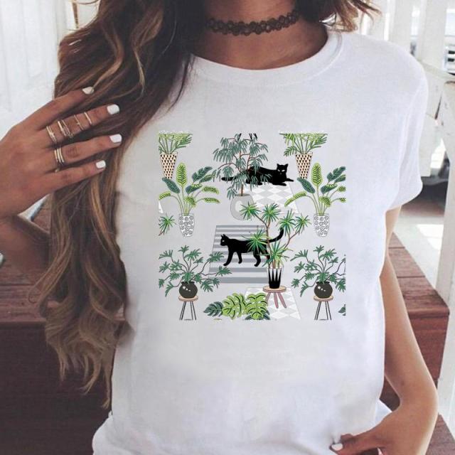 Women Graphic Printing Fashion Short Sleeve Cartoon Summer Clothes Tees T-Shirt Authentic Shape