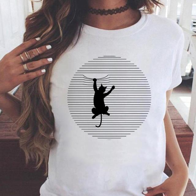 Women Graphic Printing Fashion Short Sleeve Cartoon Summer Clothes Tees T-Shirt Authentic Shape