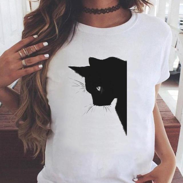 Women Graphic Printing Fashion Short Sleeve Cartoon Summer Clothes Tees T-Shirt Authentic Shape