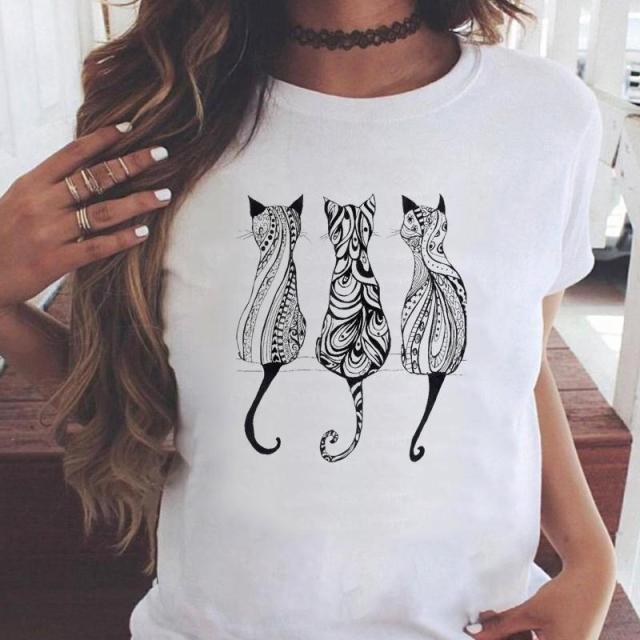 Women Graphic Printing Fashion Short Sleeve Cartoon Summer Clothes Tees T-Shirt Authentic Shape